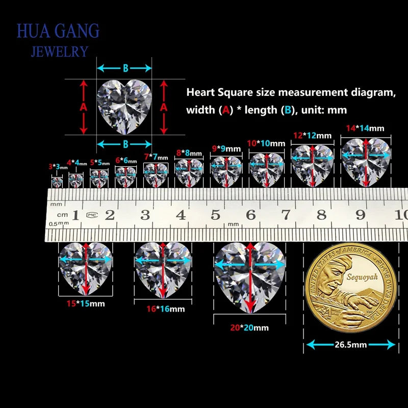 Multicolor Heart Shape Cubic Zirconia Stones — Brilliant Cut Loose Gems for Jewelry Making