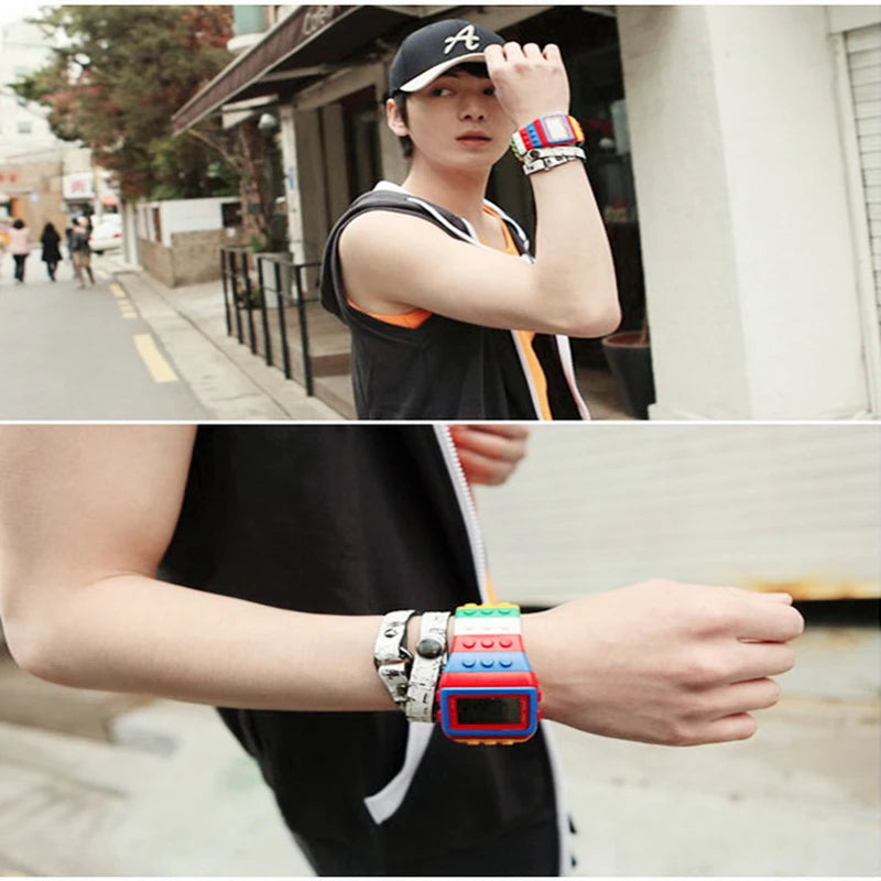 ACRDDK Digital LED Sports Watch — Colorful Block Style Wristwatch
