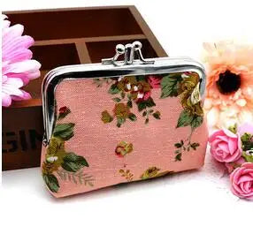 Floral Print Canvas Coin Purse — Compact Mini Pouch for Keys and Cards