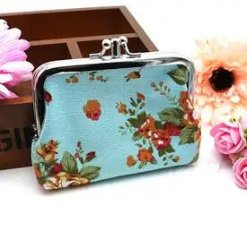 Floral Print Canvas Coin Purse — Compact Mini Pouch for Keys and Cards