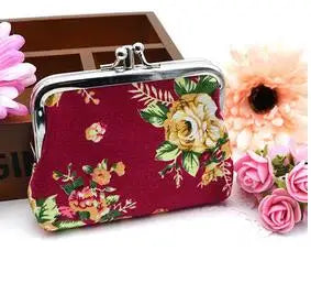 Floral Print Canvas Coin Purse — Compact Mini Pouch for Keys and Cards