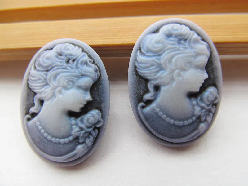 Oval Resin Cameo Charms — 20 Piece Flatback Jewelry Finding Set