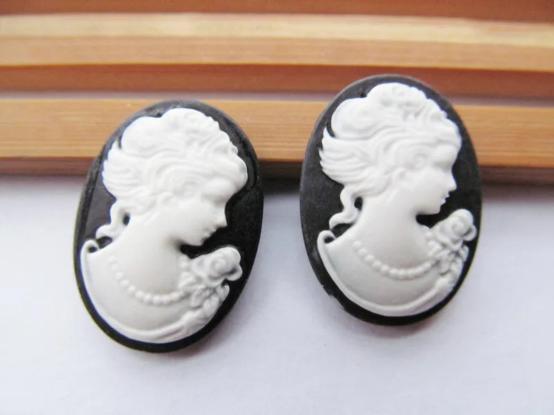 Oval Resin Cameo Charms — 20 Piece Flatback Jewelry Finding Set