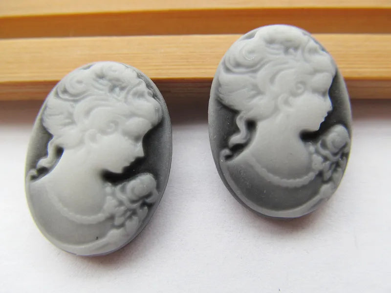 Oval Resin Cameo Charms — 20 Piece Flatback Jewelry Finding Set