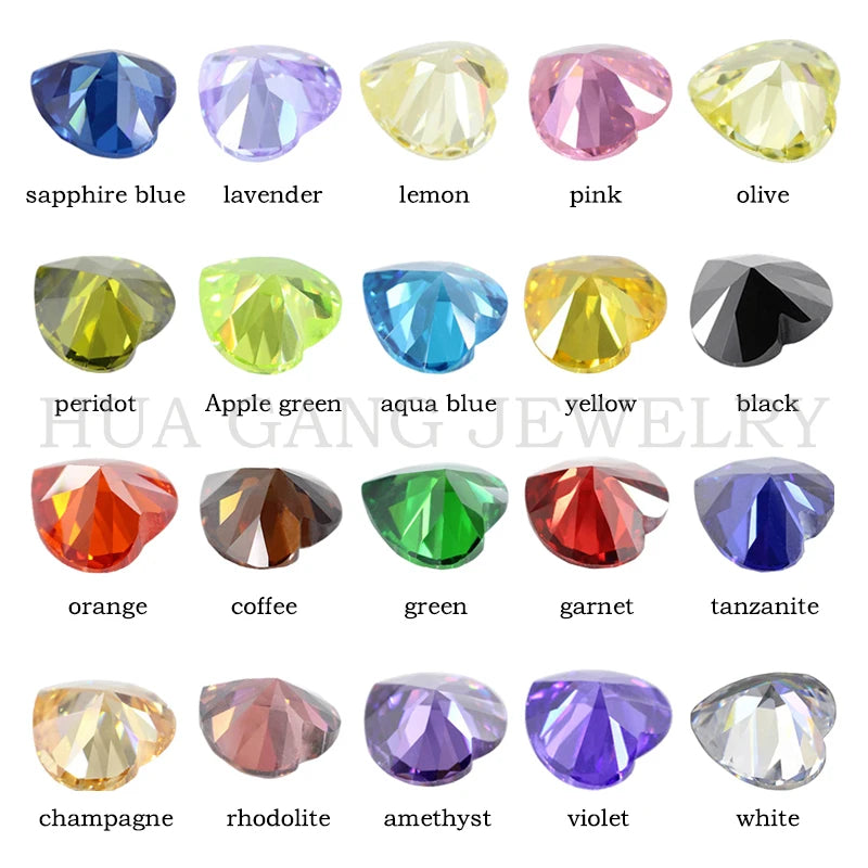 Multicolor Heart Shape Cubic Zirconia Stones — Brilliant Cut Loose Gems for Jewelry Making
