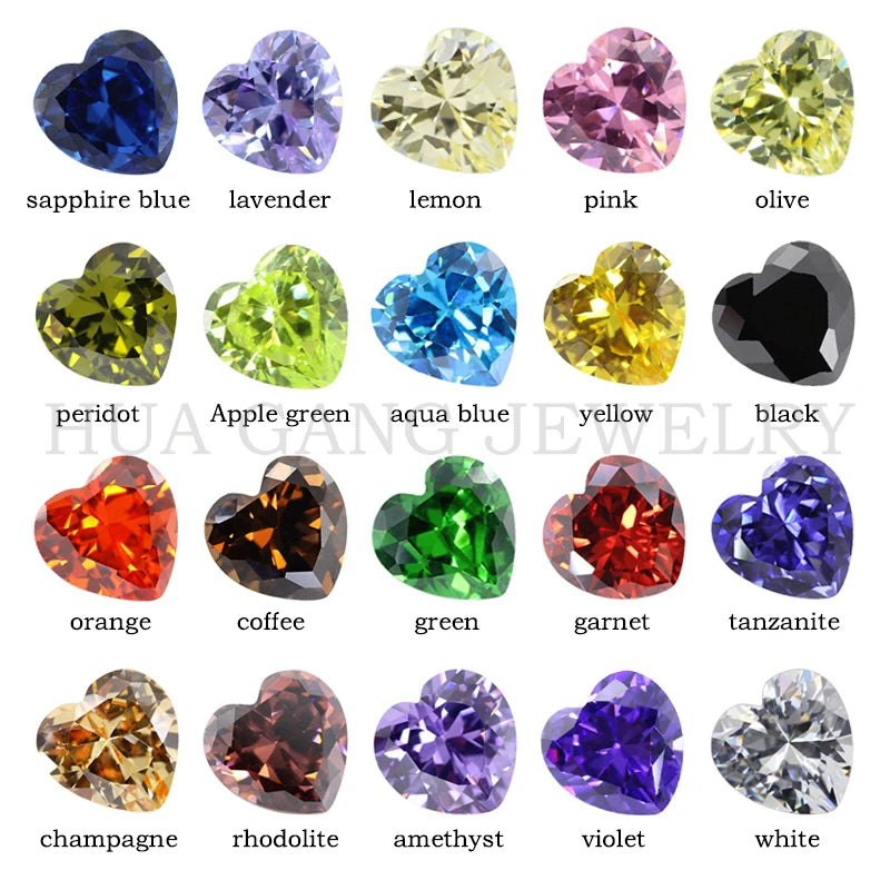 Multicolor Heart Shape Cubic Zirconia Stones — Brilliant Cut Loose Gems for Jewelry Making