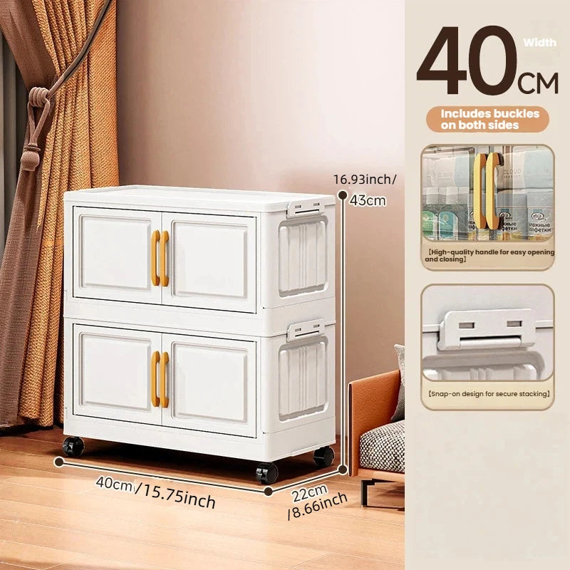 Foldable Double-Door Storage Cabinet — Space-Saving Floor Standing Organizer