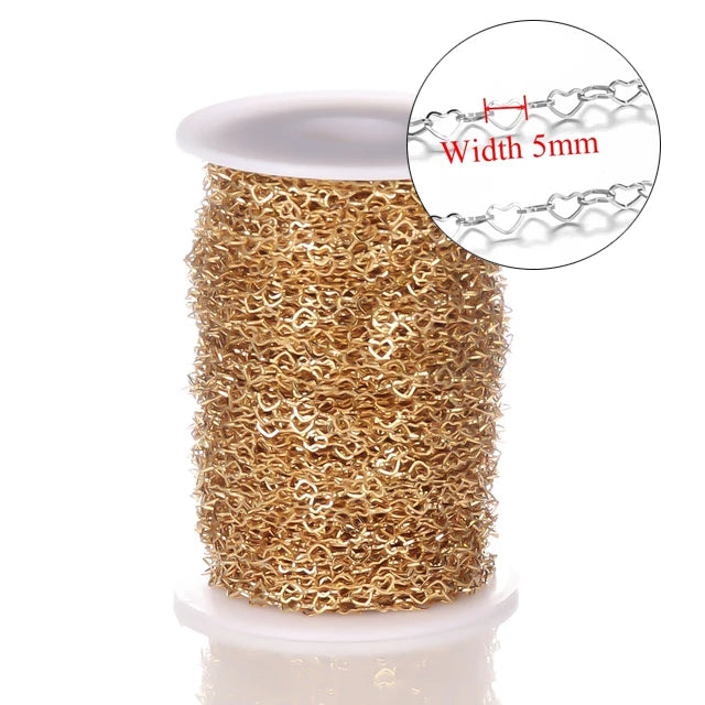 Stainless Steel Jewelry Chain — 1M Gold or Steel Link Chain for DIY Crafts
