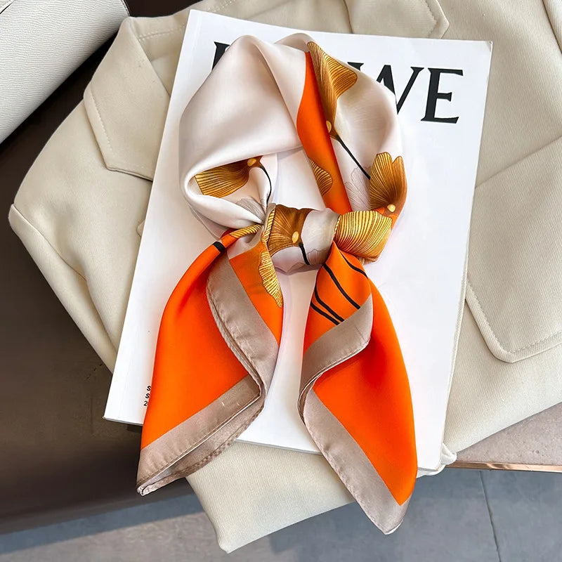 SENAIFEI Printed Silk Scarf — Luxury Square Shawl & Decorative Headband