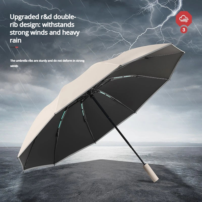 Automatic Reverse Folding Umbrella — Windproof UV Protection with Reflective Stripe