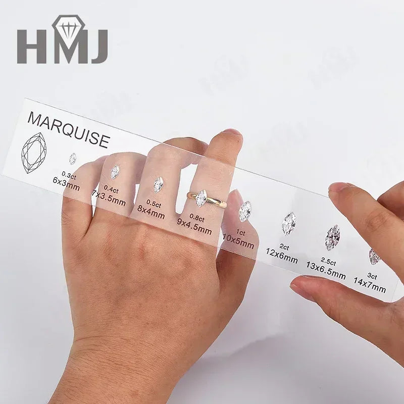 HMJ Gemstone Size Comparison Chart — Brilliant Cut Cubic Zirconia Tool