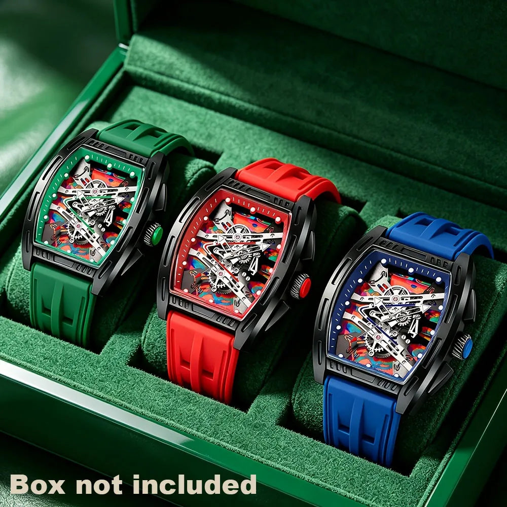 Couple's Business Casual Watch Set — Tonneau Case with Silicone Strap