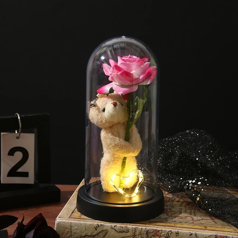 Eternal Rose in Glass Dome — LED Light Decorative Flower Gift