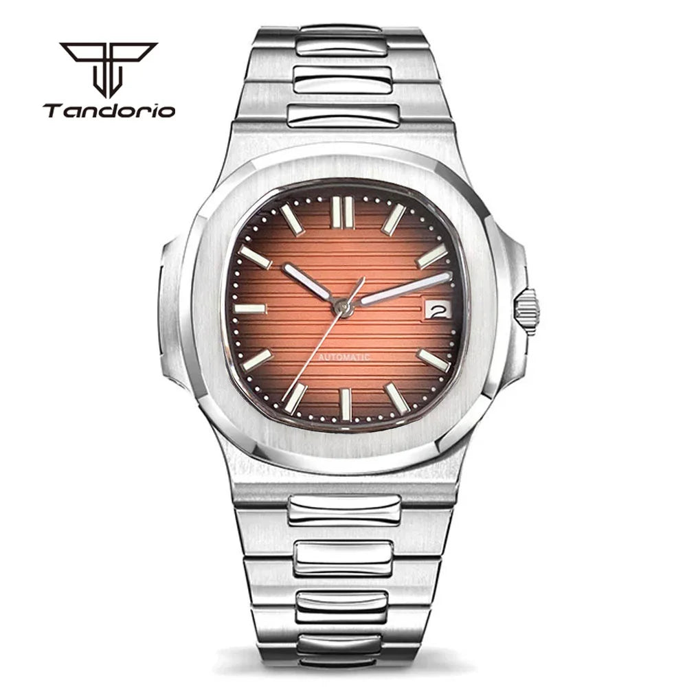 tandorio Square Automatic Watch — 40mm Stainless Steel Mechanical Wristwatch