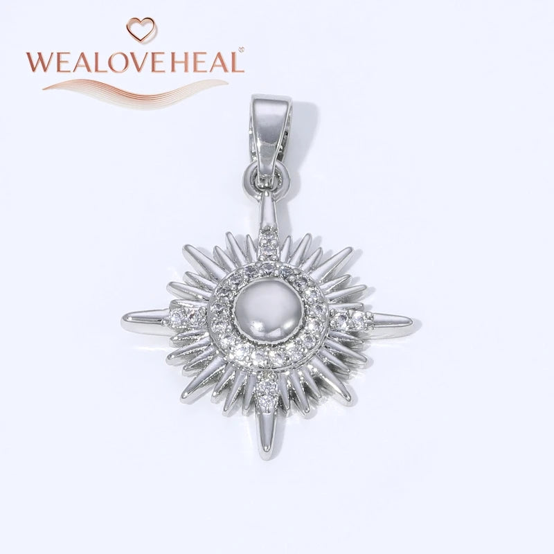 Sun Shaped Zirconia Pendants — 18K Gold Plated Jewelry Findings for DIY Crafts