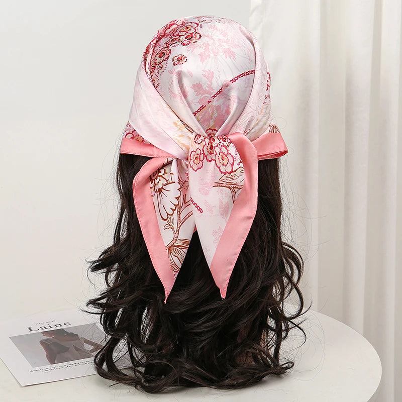 SENAIFEI Printed Silk Scarf — Luxury Square Shawl & Decorative Headband