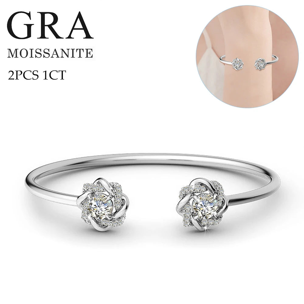 Silver Chakra Moissanite Jewelry Set — Luxury Necklace, Earrings & Bangle