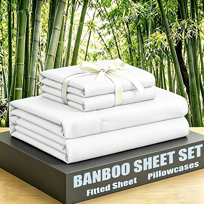 Luxury Cooling Bamboo Bed Sheet Set — Soft Breathable Bedding, Deep Pockets