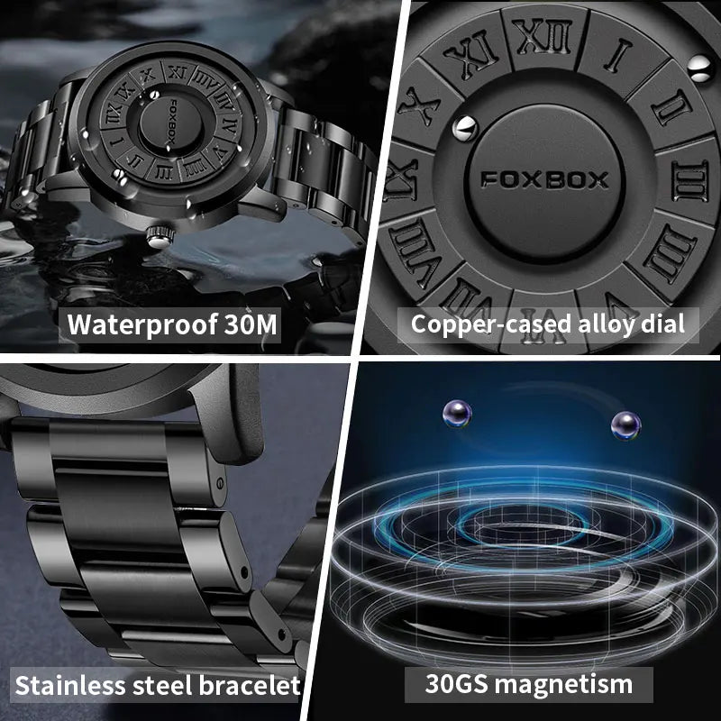 foxbox Magnetic Levitation Watch — Creative Floating Pointer Quartz Wristwatch