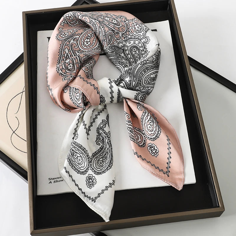 SENAIFEI Printed Silk Scarf — Luxury Square Shawl & Decorative Headband