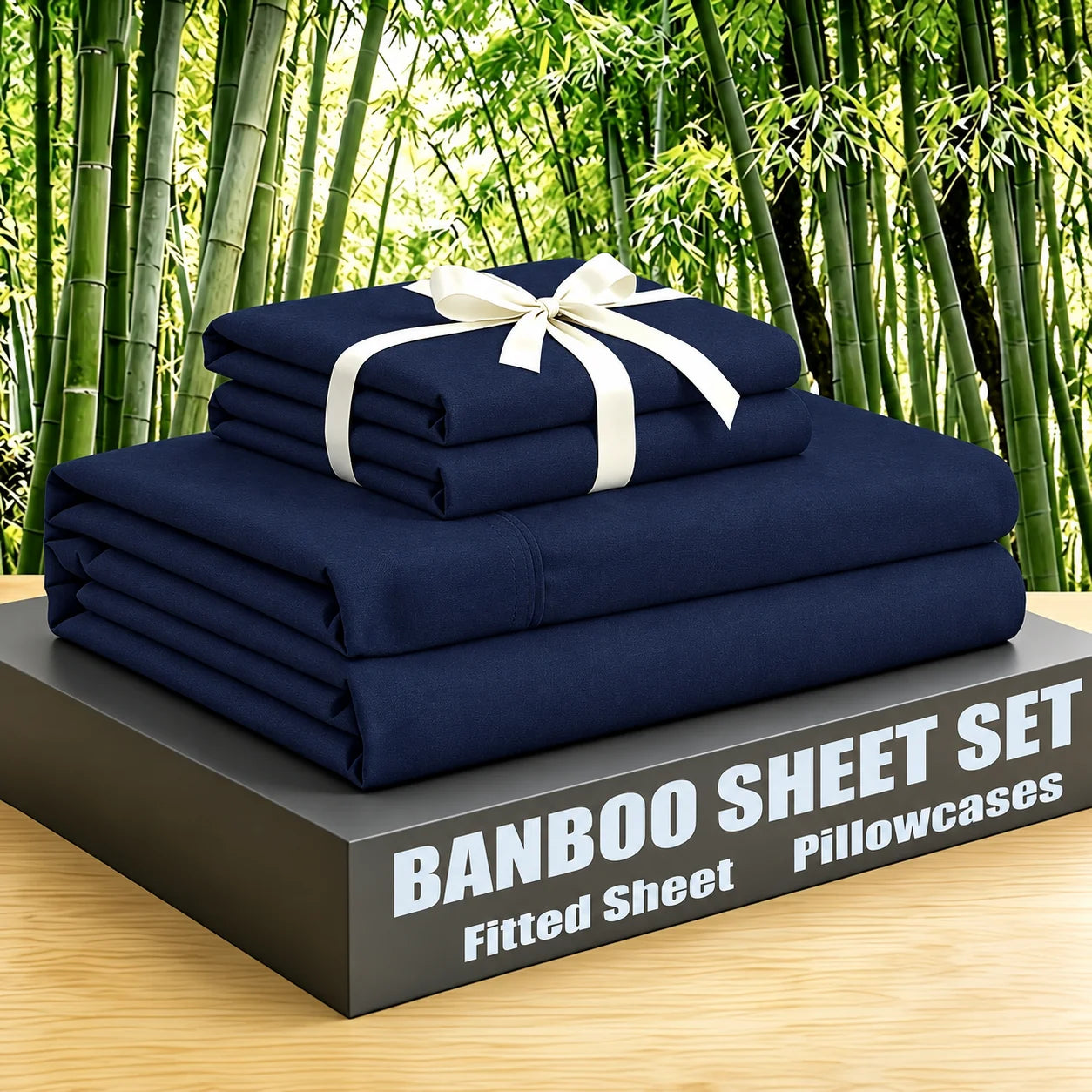 Luxury Cooling Bamboo Bed Sheet Set — Soft Breathable Bedding, Deep Pockets