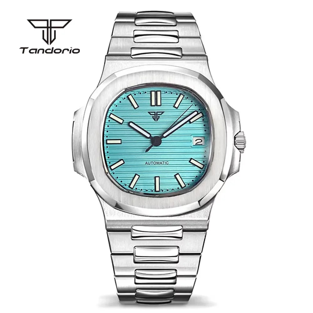 tandorio Square Automatic Watch — 40mm Stainless Steel Mechanical Wristwatch