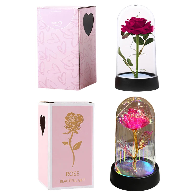 Eternal Rose in Glass Dome — LED Light Decorative Flower Gift