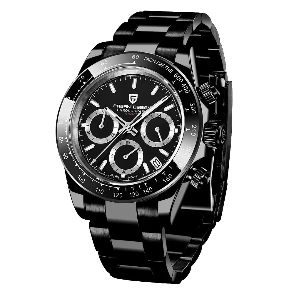PAGANI DESIGN Luxury Chronograph Watch — Rose Gold Stainless Steel Sport Wristwatch