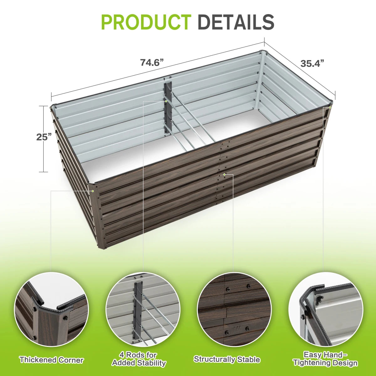 Metal Raised Garden Bed Kit — Rustproof Elevated Planter for Vegetables