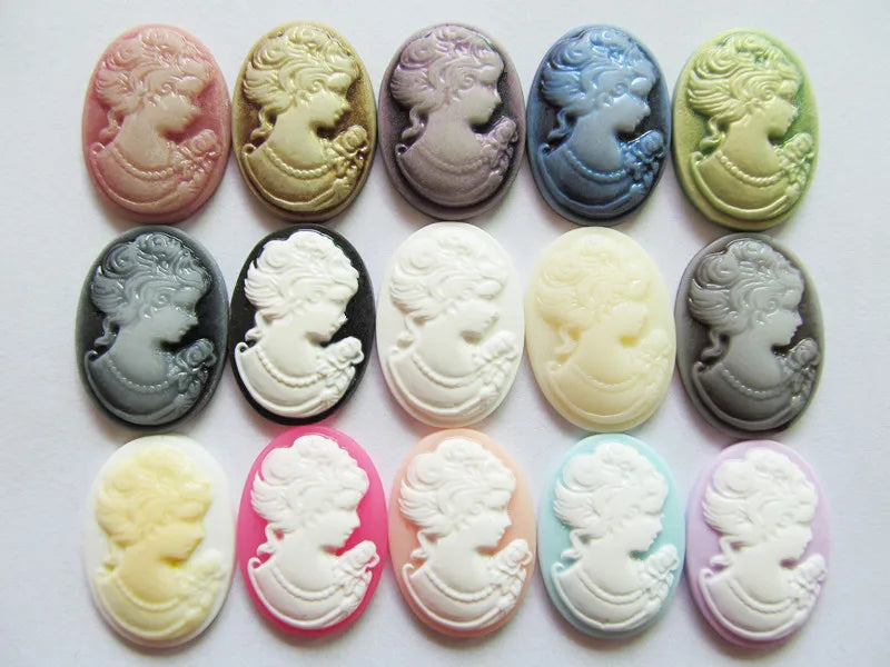 Oval Resin Cameo Charms — 20 Piece Flatback Jewelry Finding Set