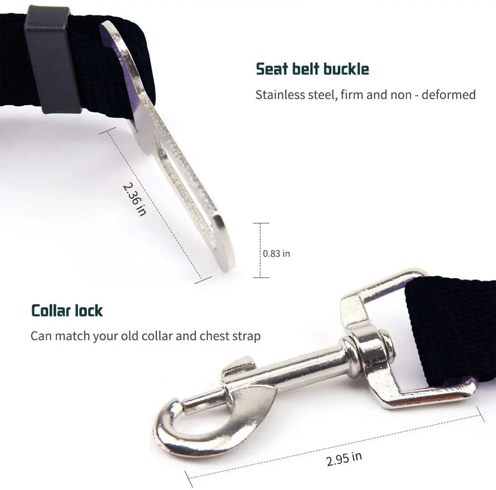 YOUSE Adjustable Pet Car Seat Belt — Secure Vehicle Safety Tether for Dogs and Cats