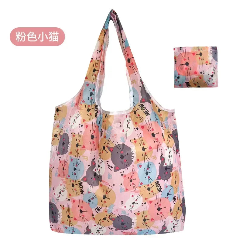 eTya Reusable Floral Shopping Bag — Foldable Large Capacity Tote