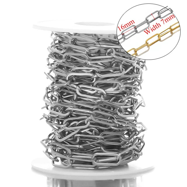 Stainless Steel Jewelry Chain — 1M Gold or Steel Link Chain for DIY Crafts