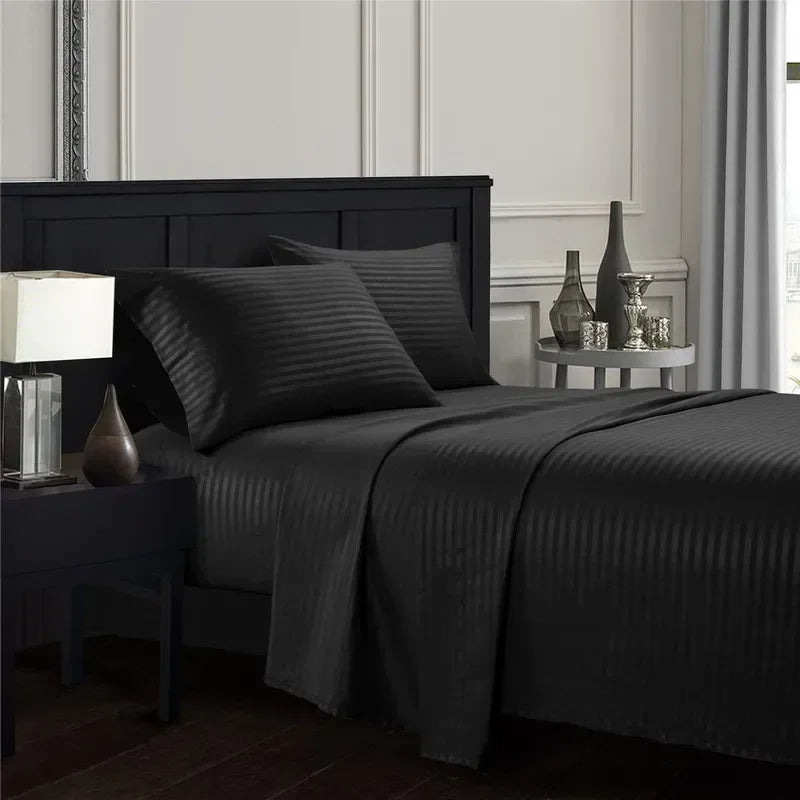 mystybloom Embossed Brushed Stripe Bedding Set — Soft Textured Sheet Collection