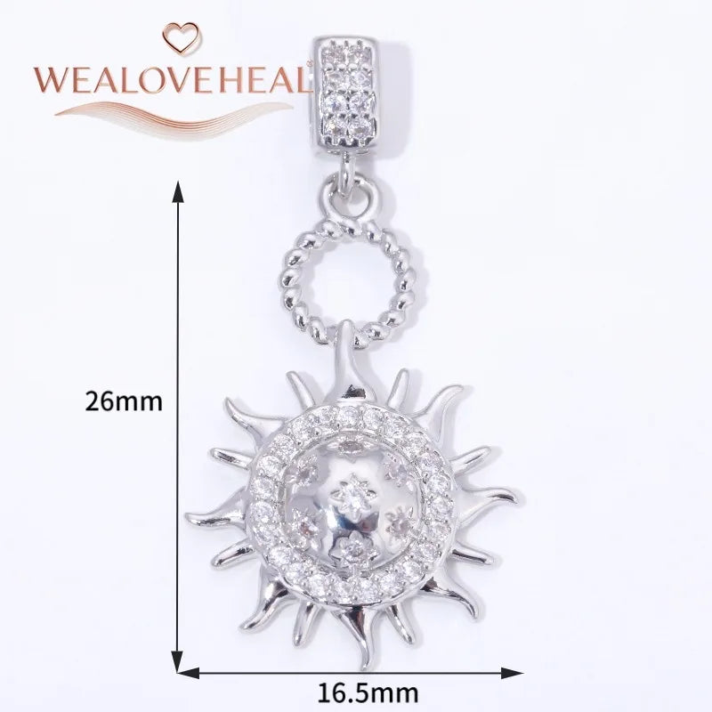 Spiral Vortex Sun Pendants — 18K Gold Plated Zirconia Charms for Jewelry Making