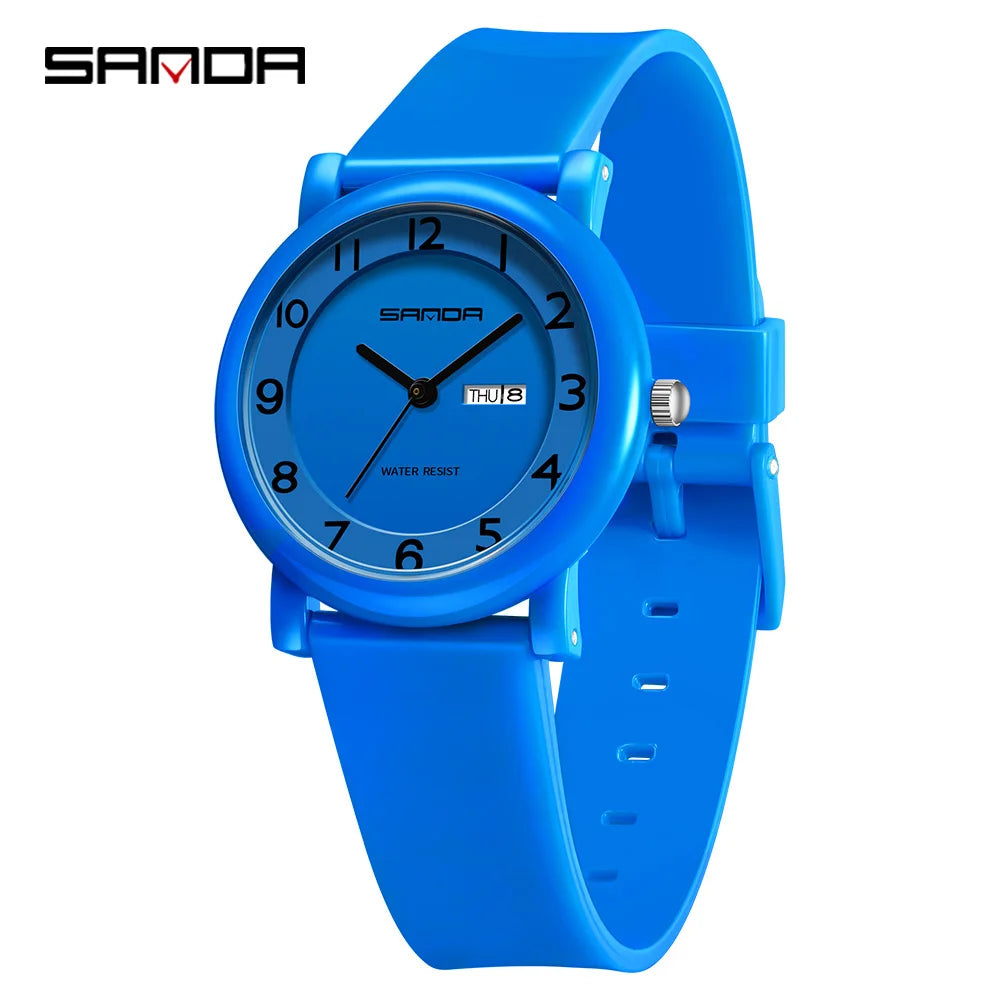 SANDA Children's Quartz Watch — Waterproof Sport Design with Dual Calendar