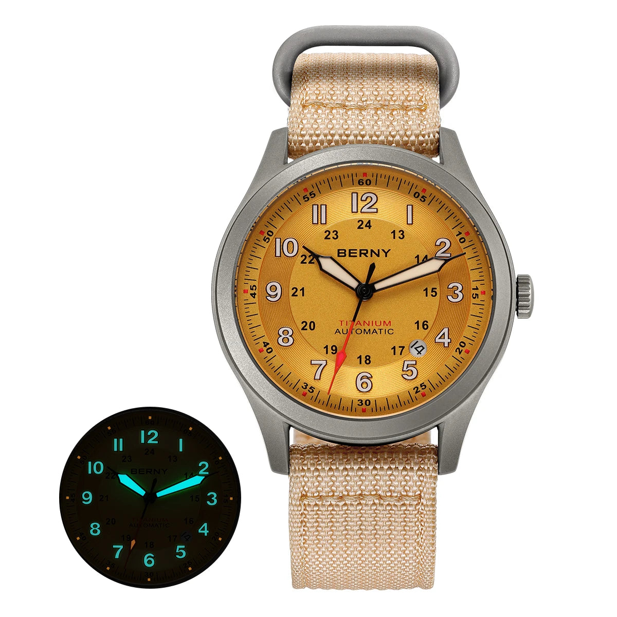BERNY Titanium Automatic Field Watch — Super Luminous Outdoor Sports Watch