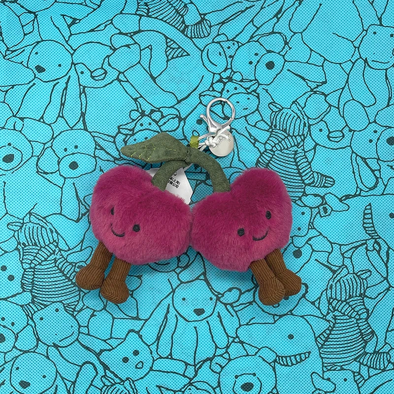 Assorted Plush Keychain Charms — Cute Animal & Food Bag Accessories