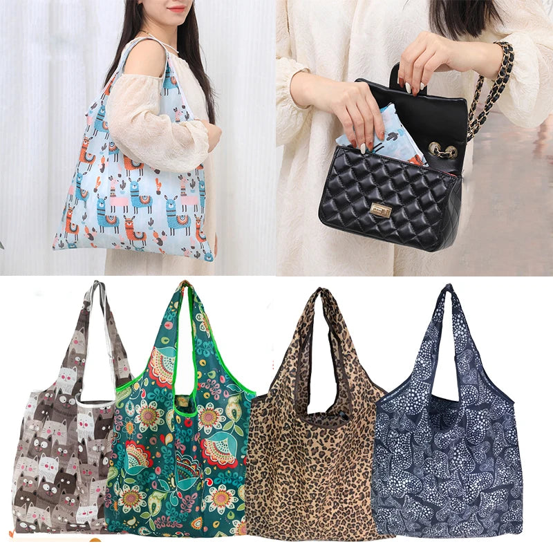eTya Reusable Floral Shopping Bag — Foldable Large Capacity Tote