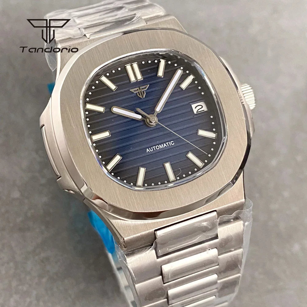 tandorio Square Automatic Watch — 40mm Stainless Steel Mechanical Wristwatch