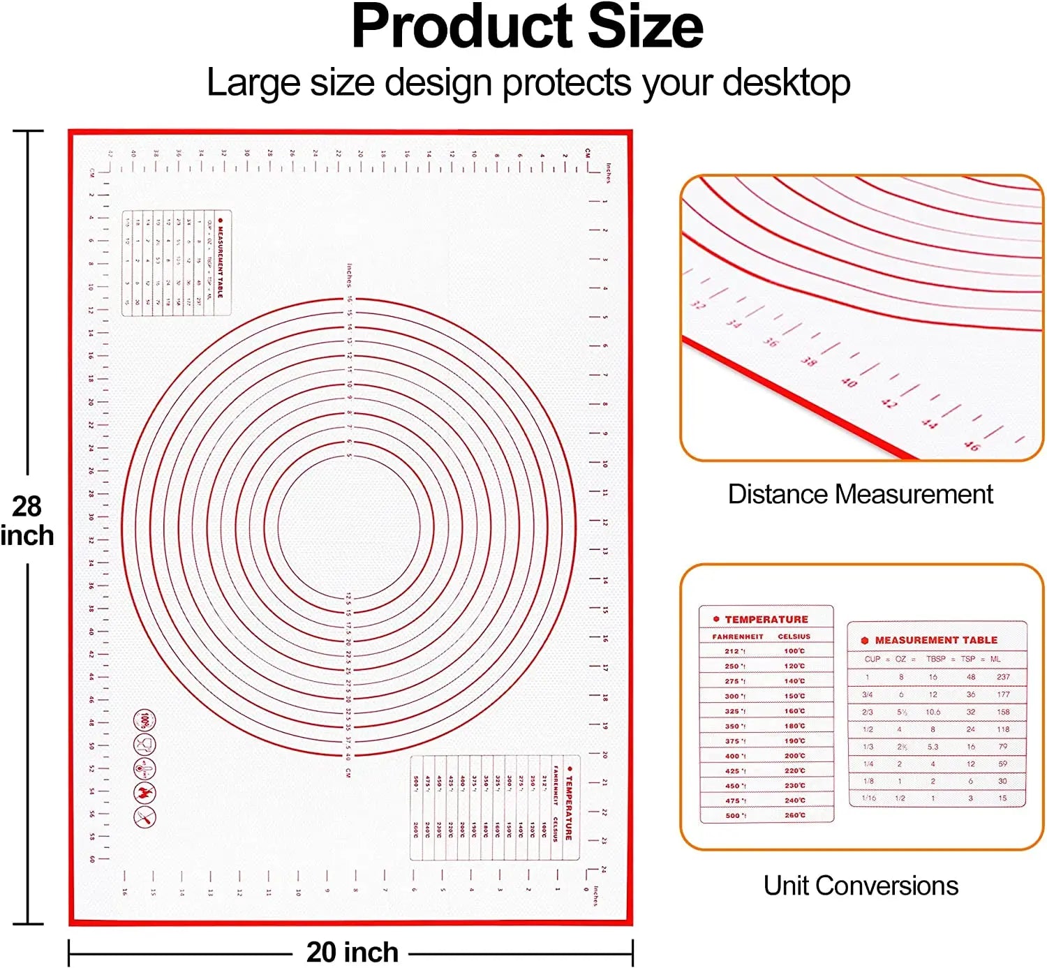 buyyes Silicone Baking Mat — Non-Stick Dough Kneading Pad for Pizza & Pastry