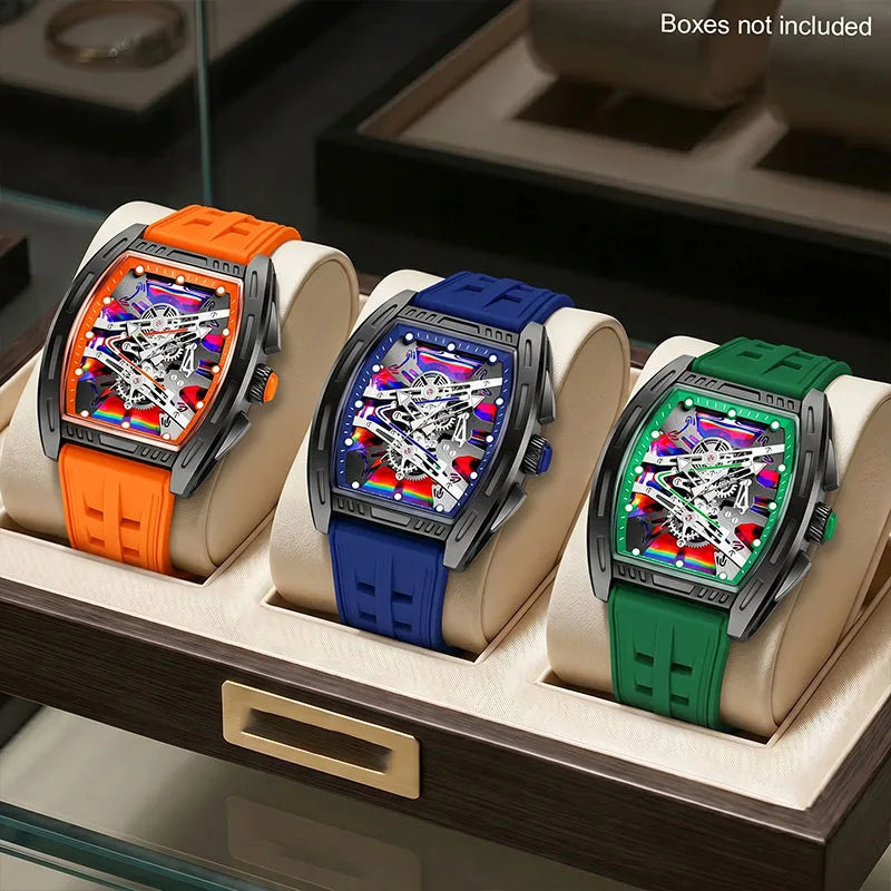 Couple's Business Casual Watch Set — Tonneau Case with Silicone Strap