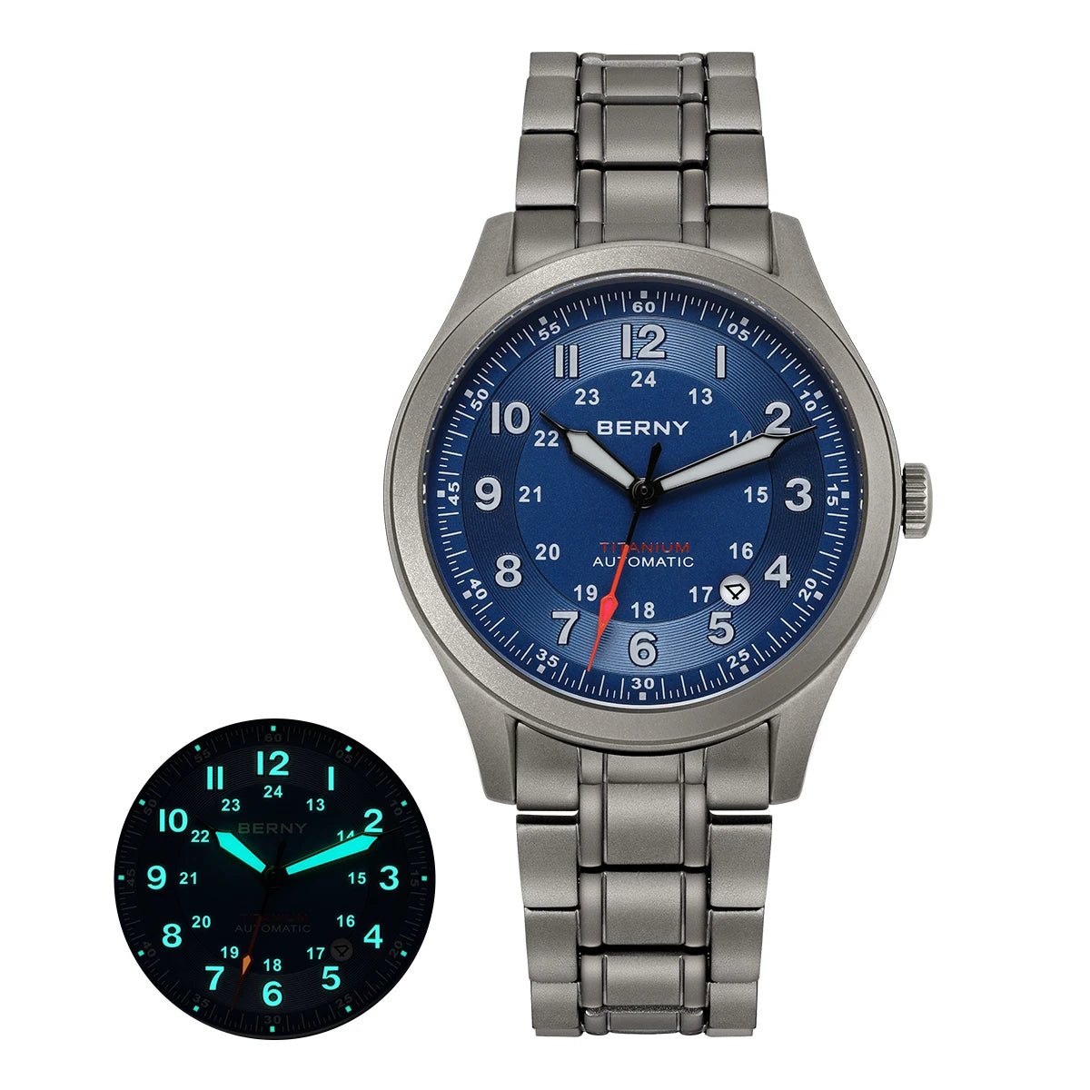 BERNY Titanium Automatic Field Watch — Super Luminous Outdoor Sports Watch
