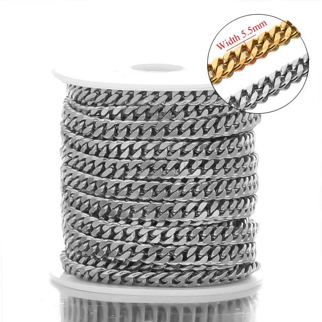 Stainless Steel Jewelry Chain — 1M Gold or Steel Link Chain for DIY Crafts