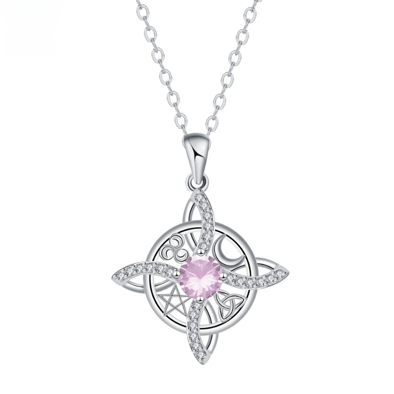 YILUOCD Mystical Birthstone Witches Knot Necklace — Vintage Crystal Pendant