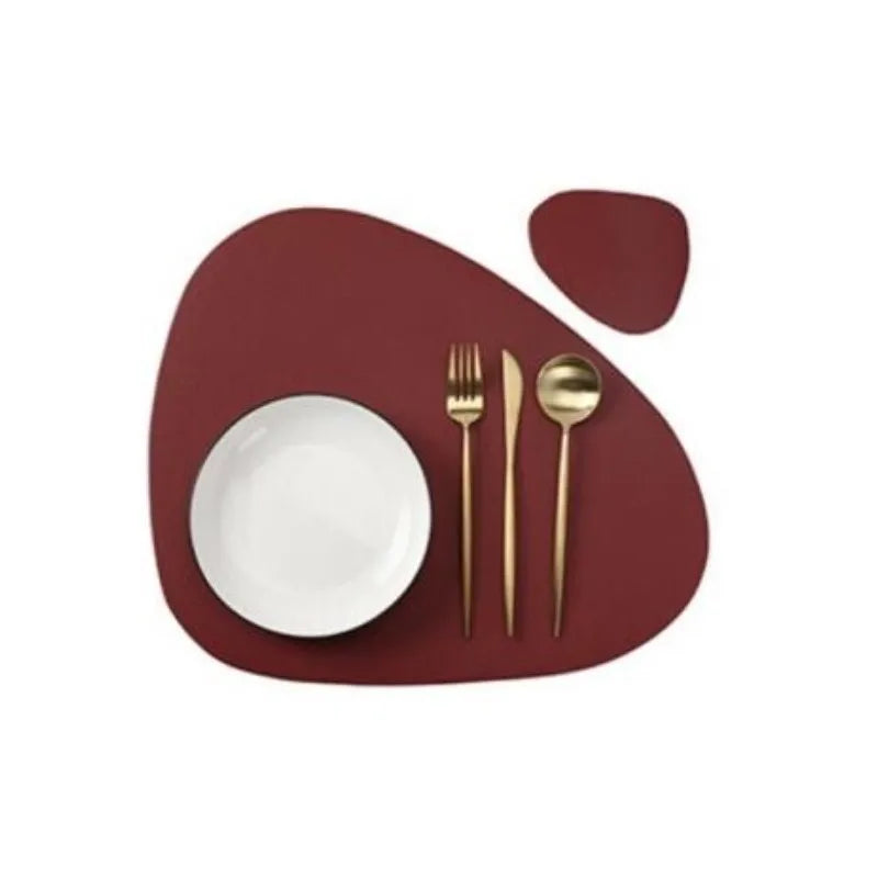 PU Leather Placemat and Coaster Set — Waterproof & Oil-Proof Table Mats