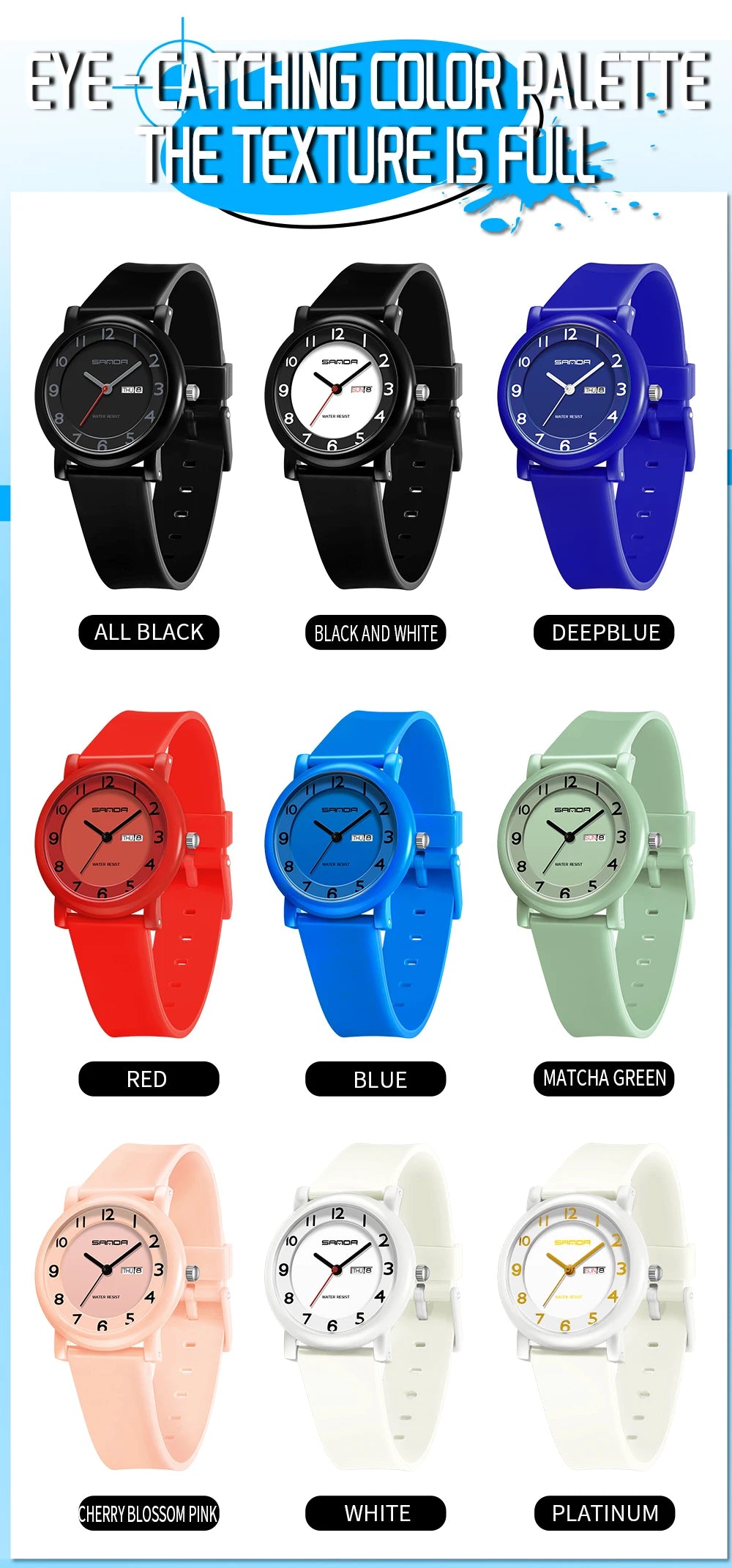 SANDA Children's Quartz Watch — Waterproof Sport Design with Dual Calendar