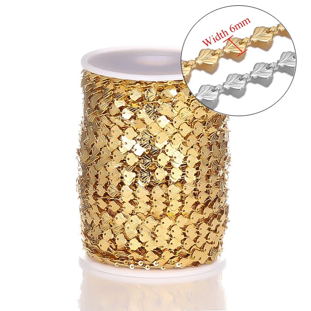 Stainless Steel Jewelry Chain — 1M Gold or Steel Link Chain for DIY Crafts