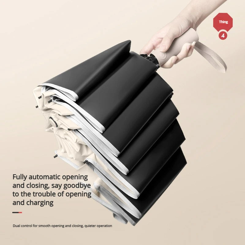 Automatic Reverse Folding Umbrella — Windproof UV Protection with Reflective Stripe