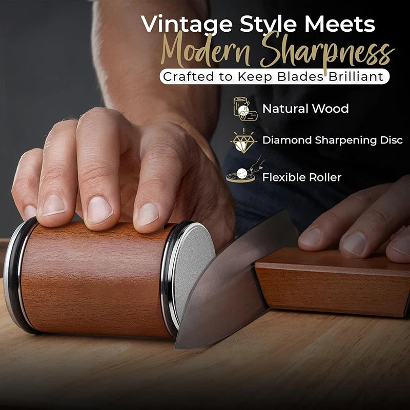 Niiruo Rolling Knife Sharpener — Double Sided Diamond Stone Roller